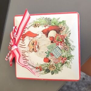Brand new! Metal Square Santa Ornament